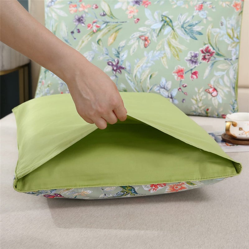 YOUSA YOU SA Floral Butterfly Print Pattern Pillowcases Cotton Decorative Pillow Covers Luxury 100% Cotton Pillow Cases(King,Color-4) - Image 5